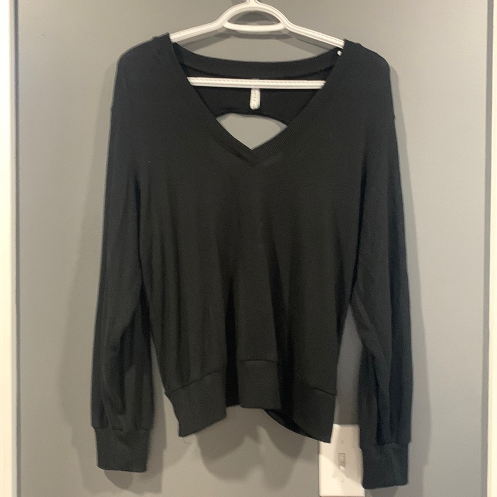 Black open back sweater